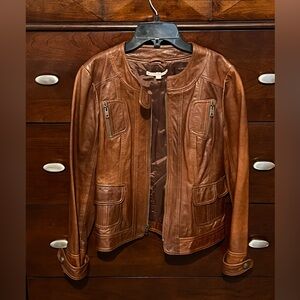 Nanette Lepore vintage brown leather jacket
